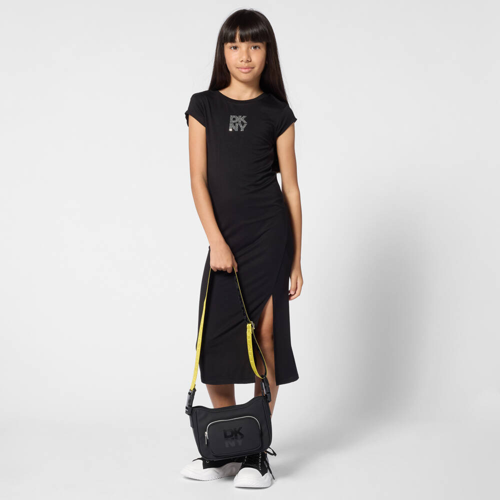 DKNY-Black Logo Midi Dress | Childrensalon Outlet