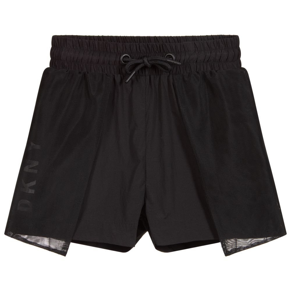 DKNY - Black Logo Shorts with Mesh | Childrensalon