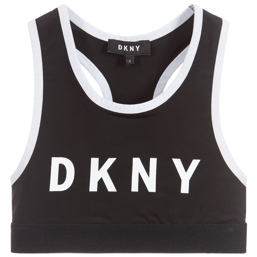 DKNY - توب رياضة كروب لون أسود وأبيض للبنات | Childrensalon