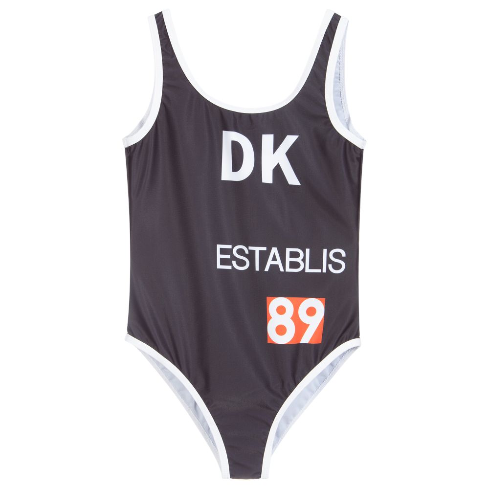 DKNY - Black Logo Swimsuit | Childrensalon