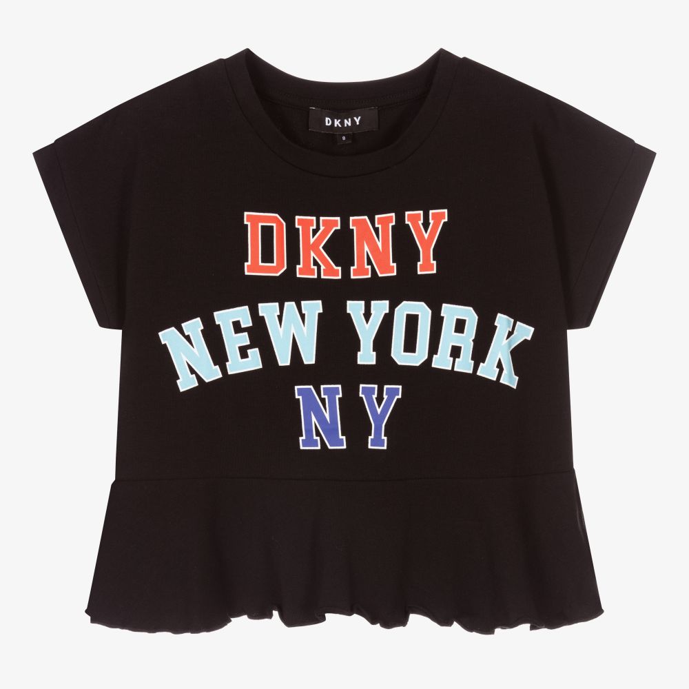 DKNY - Schwarzes Biobaumwoll-Oberteil  | Childrensalon