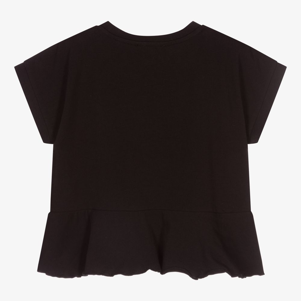 DKNY-Black Organic Cotton Logo Top | Childrensalon Outlet