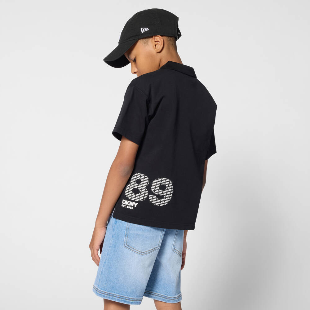 DKNY-Black Polo Top | Childrensalon Outlet