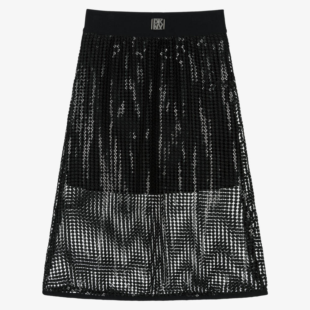 DKNY-Black Sequin Midi Skirt | Childrensalon Outlet