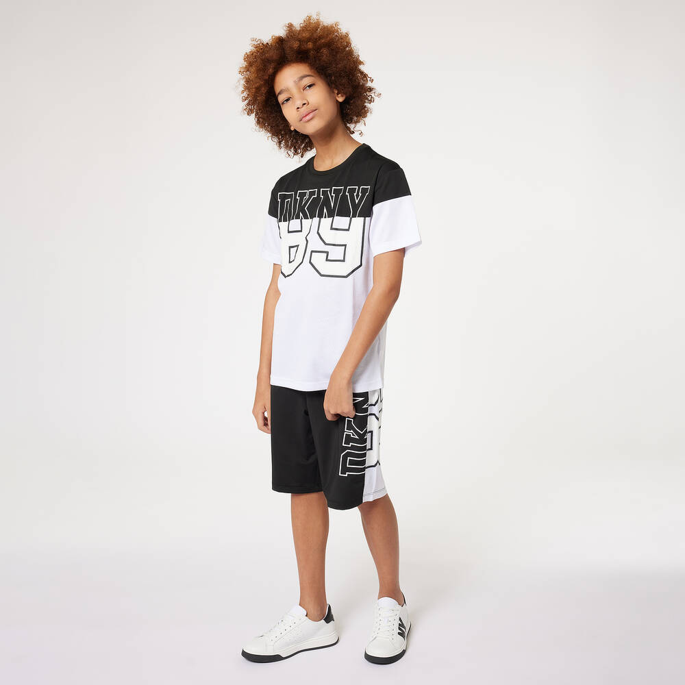 DKNY-Black Varsity Jersey Shorts | Childrensalon Outlet