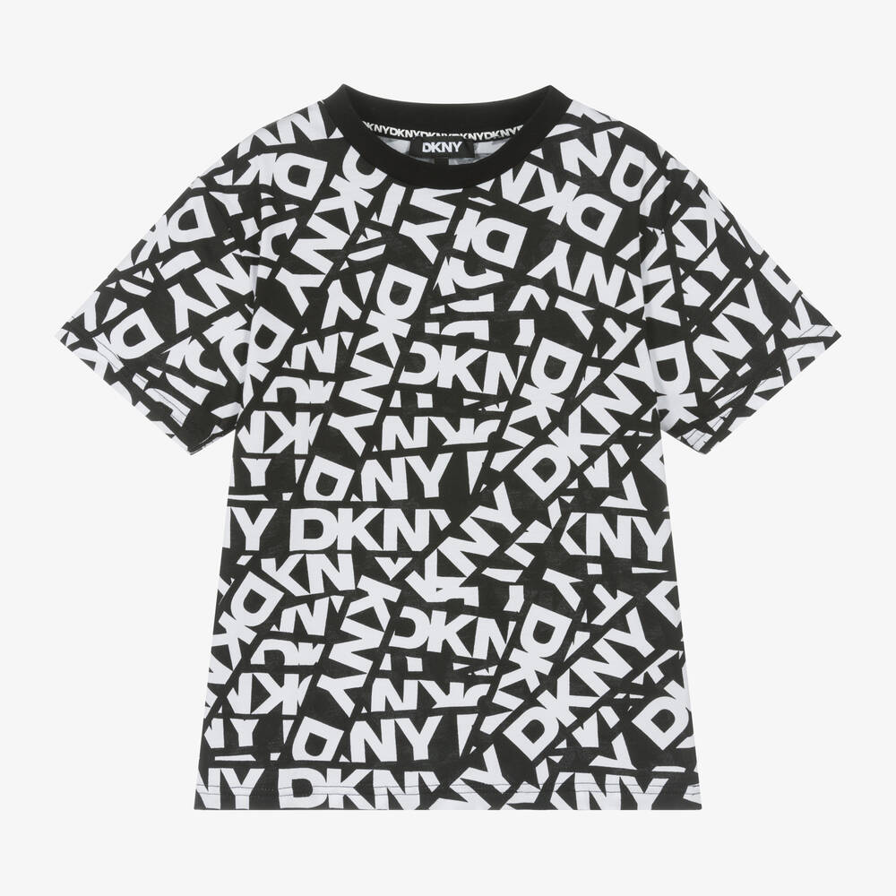 DKNY-Black & White Cotton T-Shirt | Childrensalon Outlet