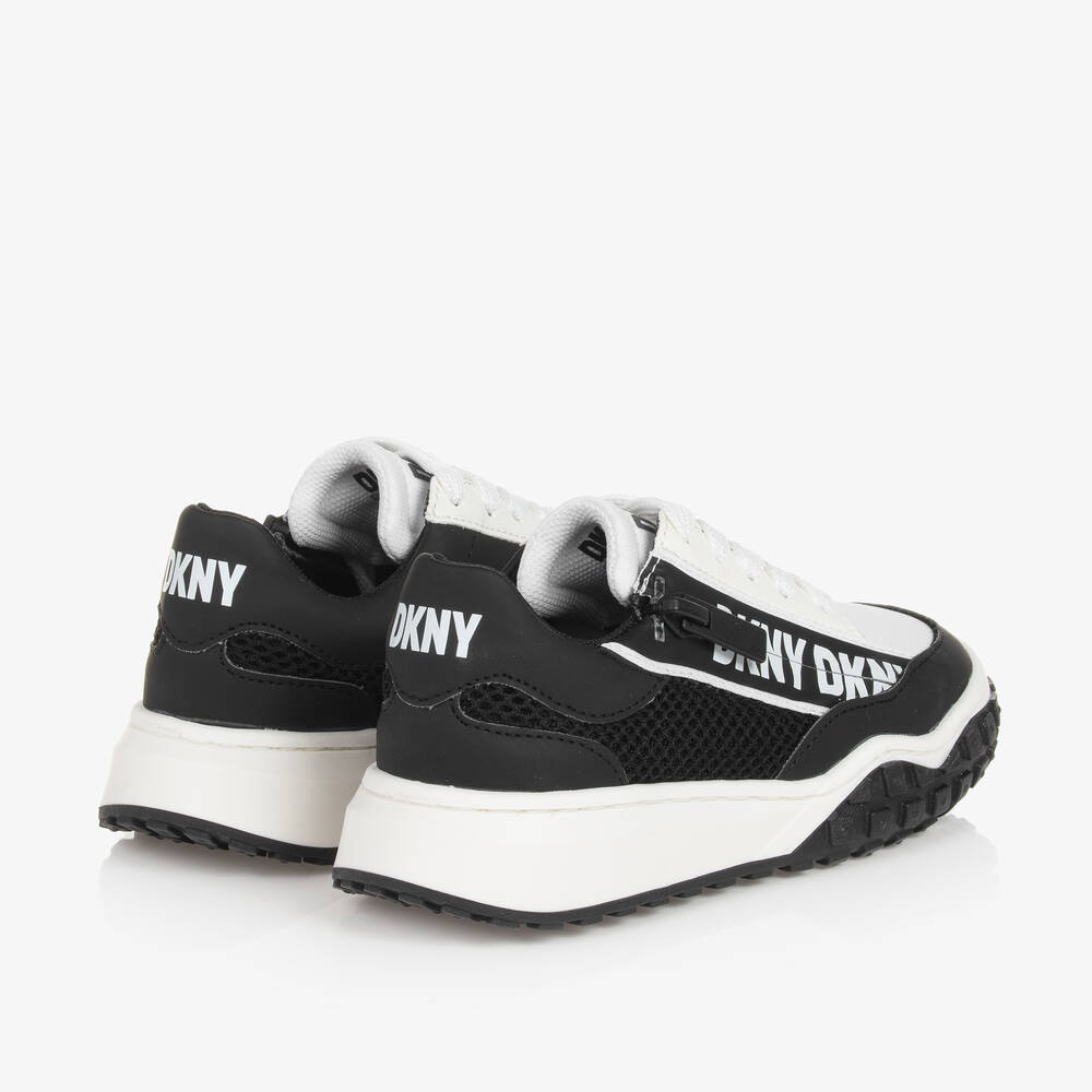 DKNY Black White Lace Up Trainers Childrensalon Outlet