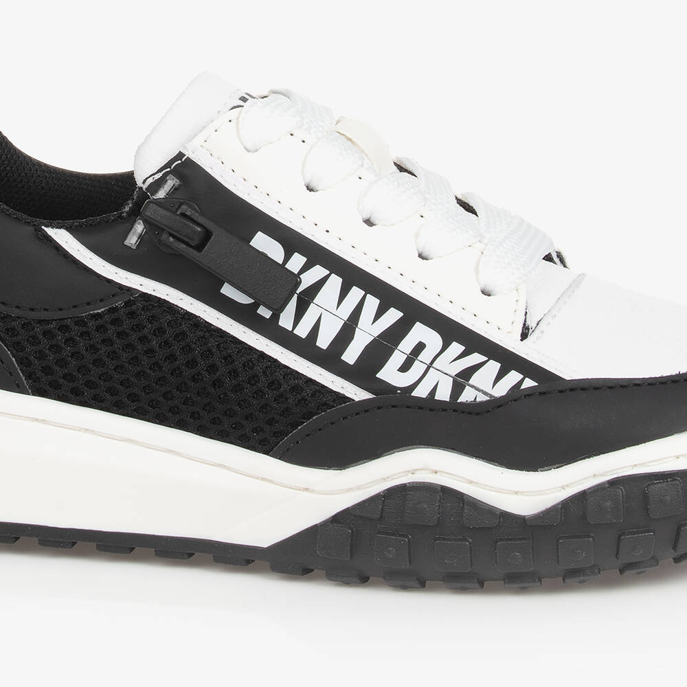 DKNY Black White Lace Up Trainers Childrensalon Outlet