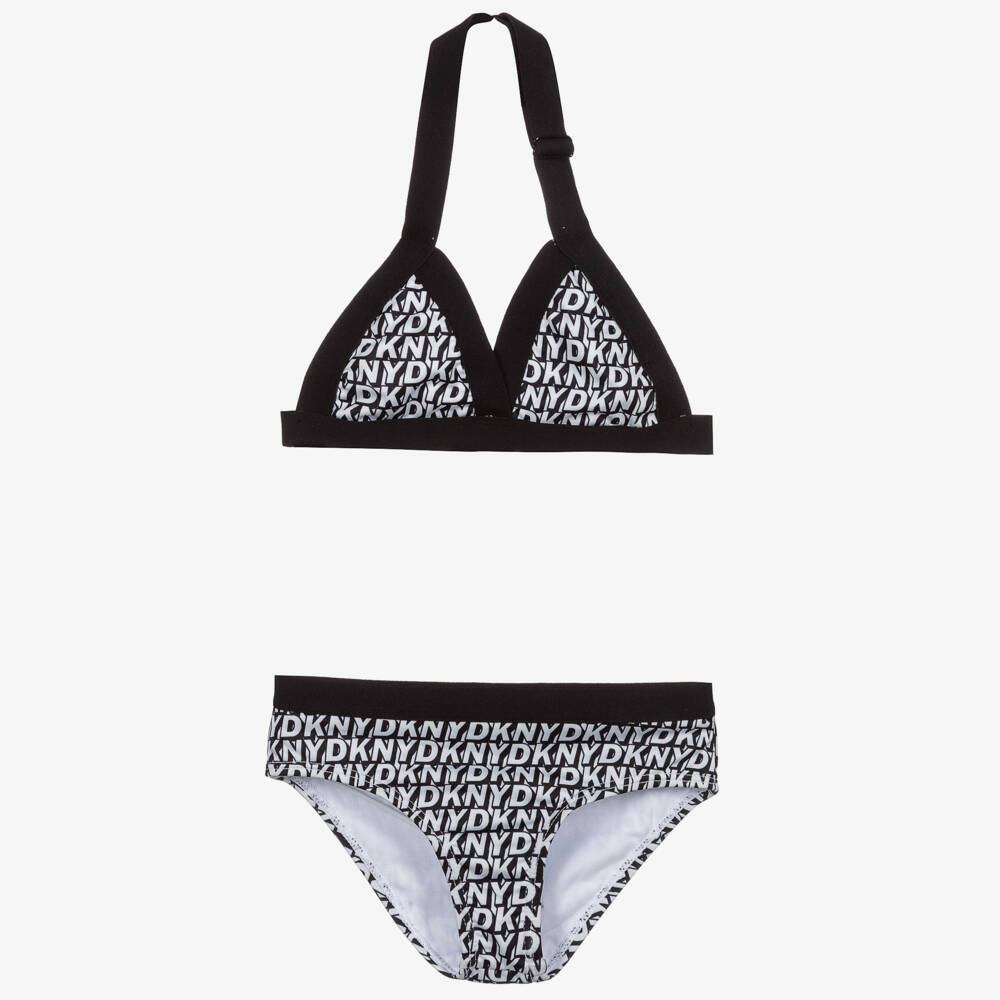 DKNY-Black & White Logo Bikini | Childrensalon Outlet