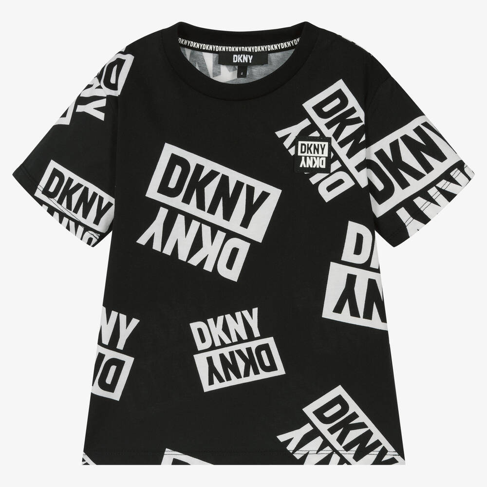 DKNY - T-shirt noir et blanc en coton | Childrensalon