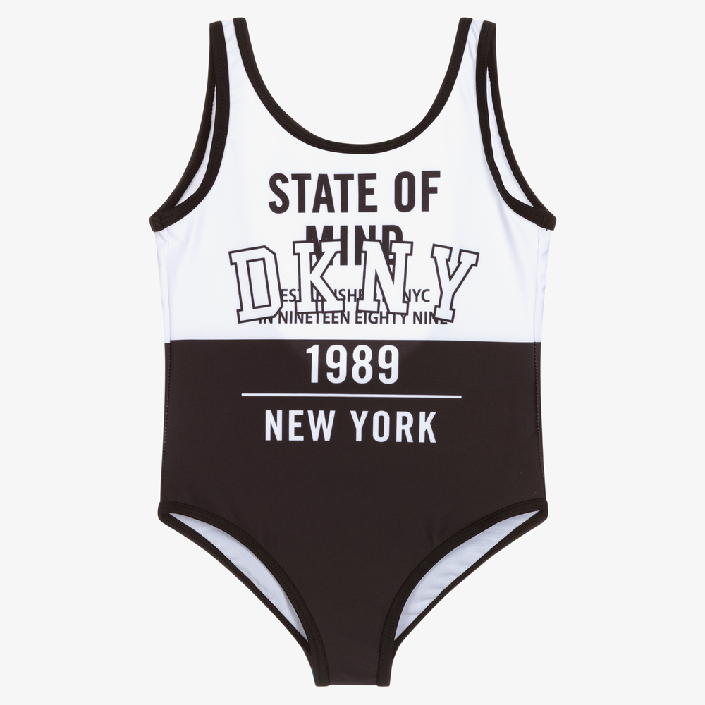 DKNY - Black & White Logo Swimsuit | Childrensalon Outlet