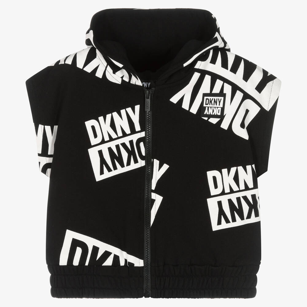 DKNY - Black & White Logo Zip-Up Hoodie | Childrensalon