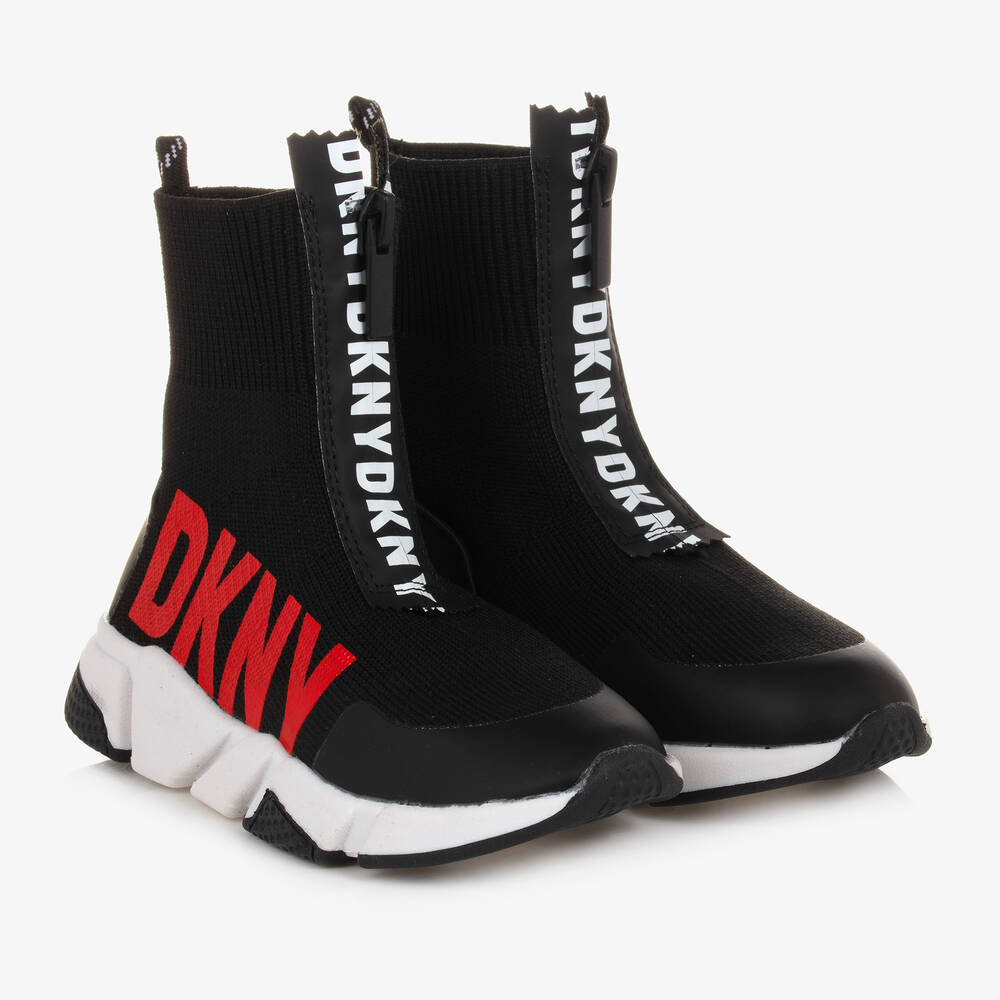 DKNY - ترينرز جوارب قماش محبوك لون أسود وأبيض | Childrensalon