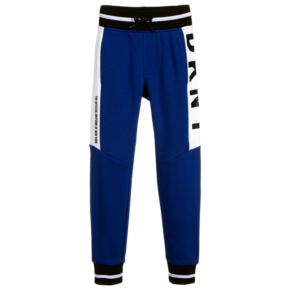 DKNY - Pantalon de survêtement bleu et blanc à logo  | Childrensalon