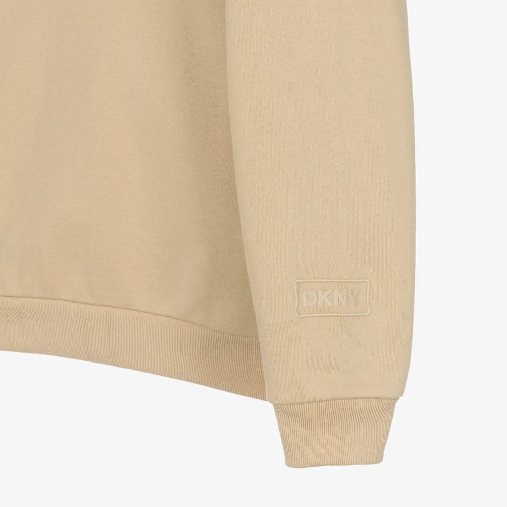 DKNY-Boys Beige Cotton Logo Pullover | Childrensalon Outlet