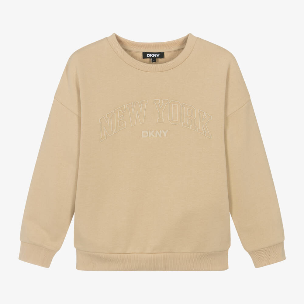DKNY-Boys Beige Cotton Logo Pullover | Childrensalon Outlet