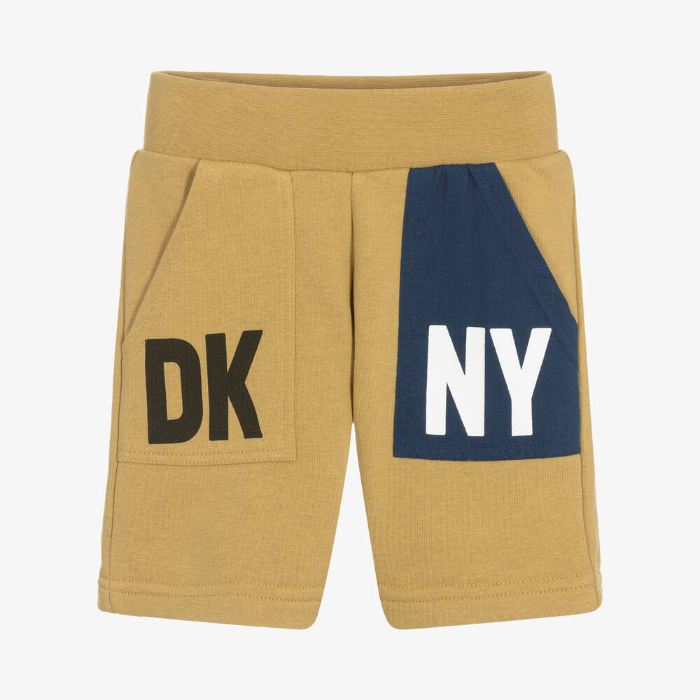 DKNY - Boys Beige Cotton Logo Shorts | Childrensalon
