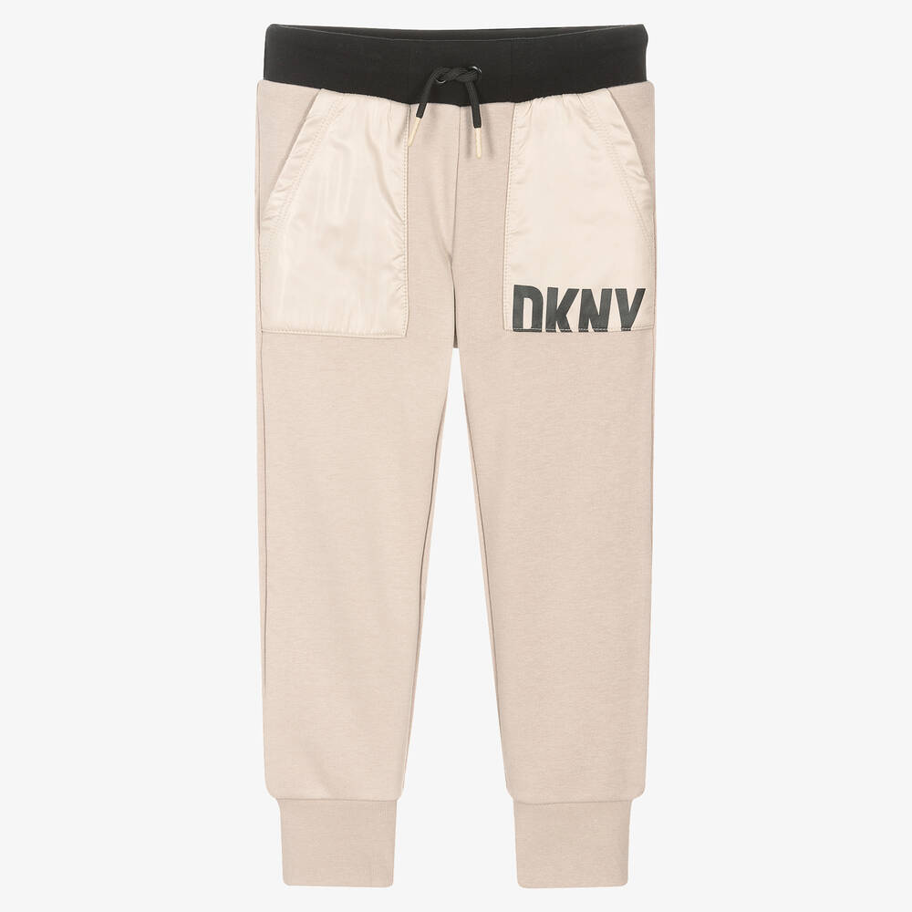 DKNY - Boys Beige Logo Joggers | Childrensalon