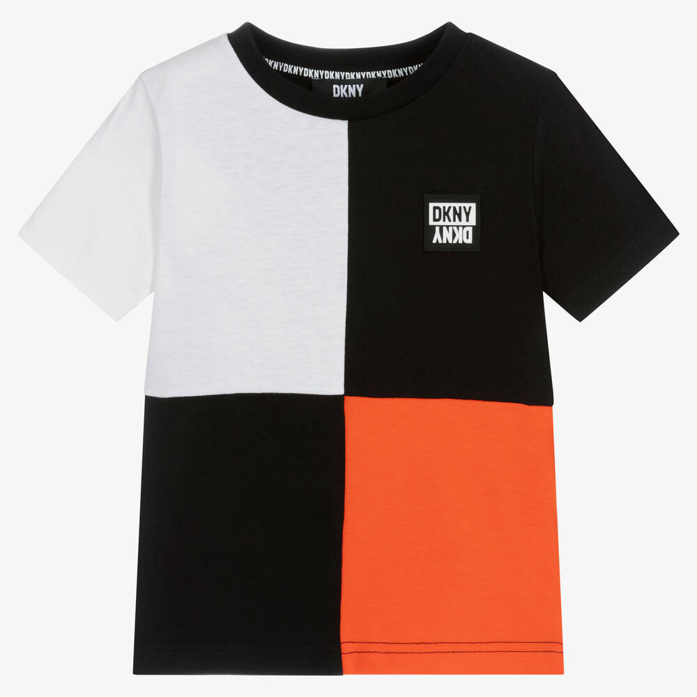 DKNY - Schwarzes Colourblock-T-Shirt | Childrensalon