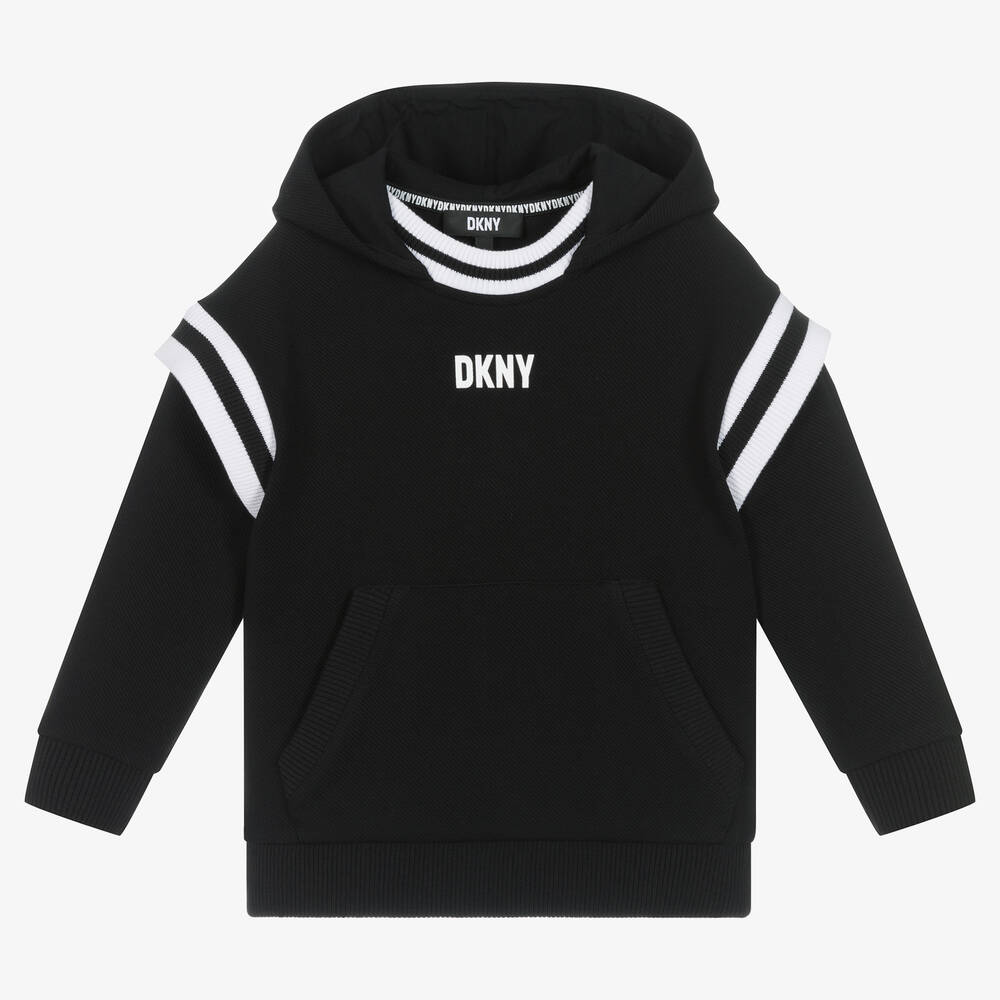 DKNY - توب هودي قطن جيرسي لون أسود للأولاد | Childrensalon