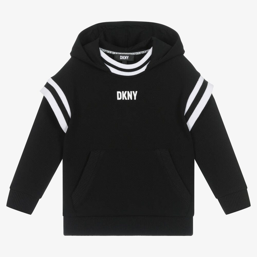 DKNY - Schwarzer Baumwoll-Kapuzenpulli | Childrensalon