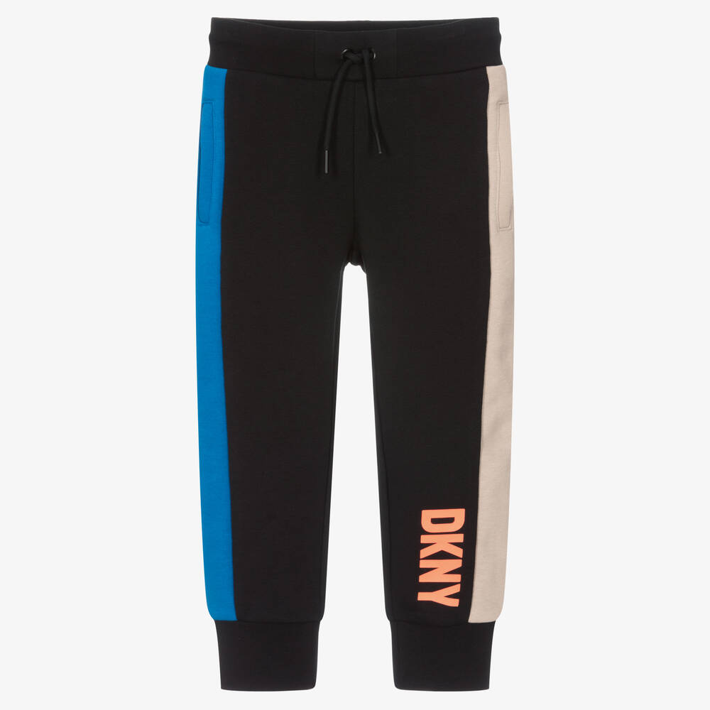 DKNY - Boys Black Cotton Logo Joggers | Childrensalon