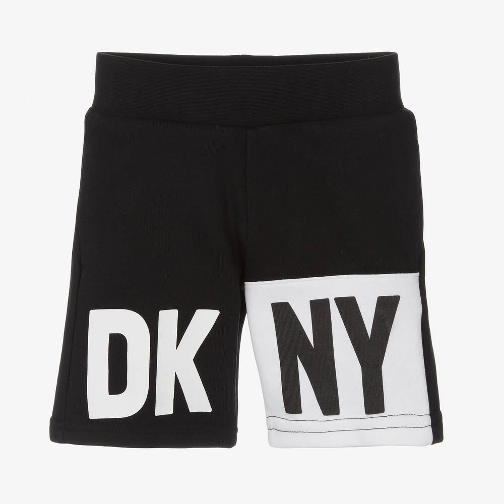 DKNY - Boys Black Cotton Logo Shorts | Childrensalon