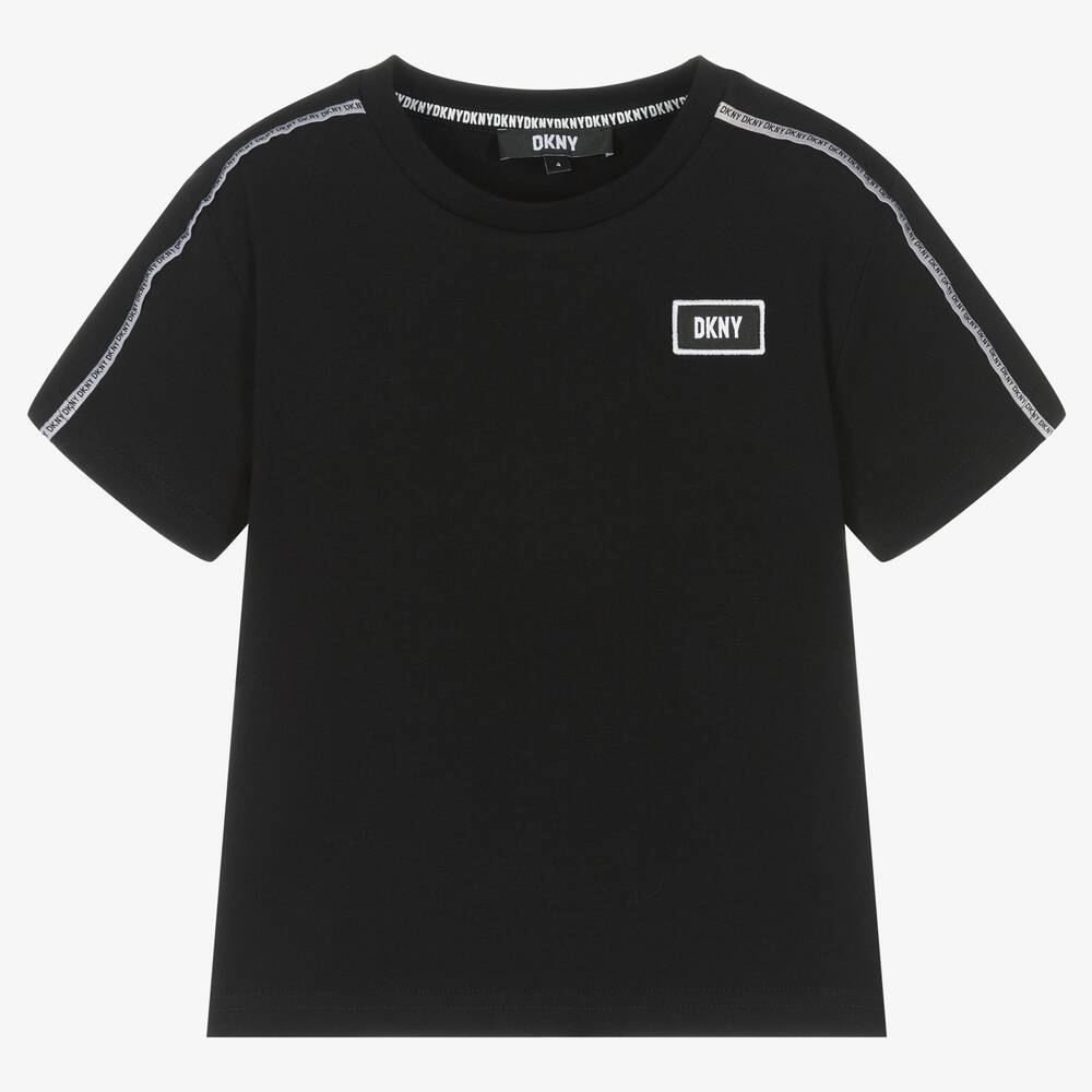 DKNY - Boys Black Cotton Logo T-Shirt | Childrensalon
