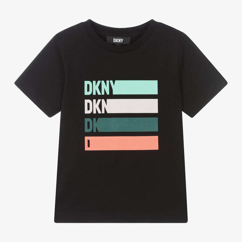DKNY-Boys Black Cotton T-Shirt | Childrensalon Outlet