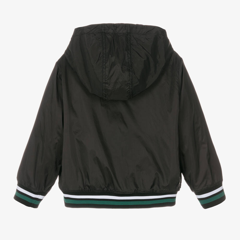 DKNY Boys Black Green Hooded Jacket
