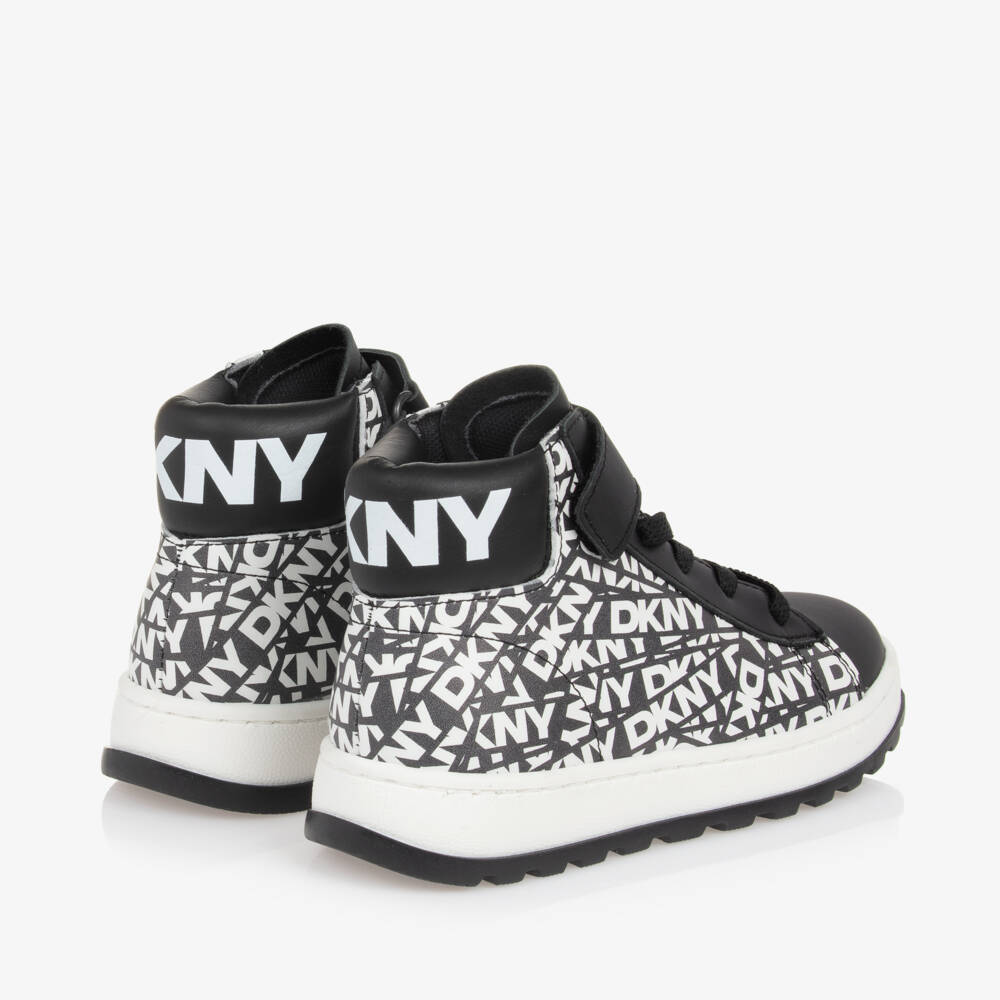DKNY-Boys Black Leather High-Tops | Childrensalon Outlet
