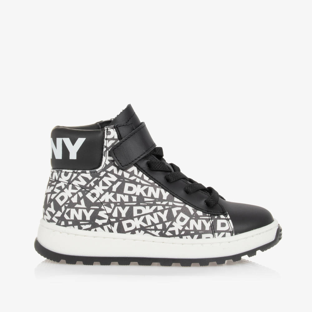 DKNY-Boys Black Leather High-Tops | Childrensalon Outlet