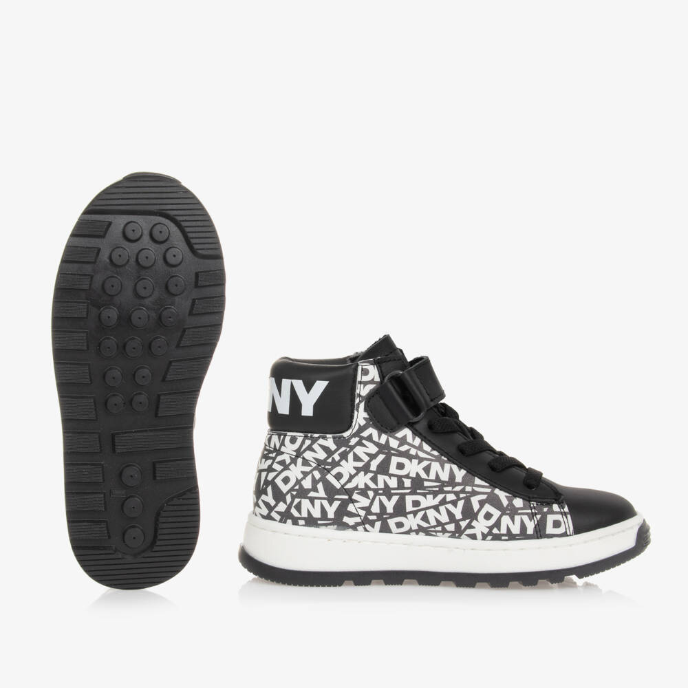DKNY-Boys Black Leather High-Tops | Childrensalon Outlet