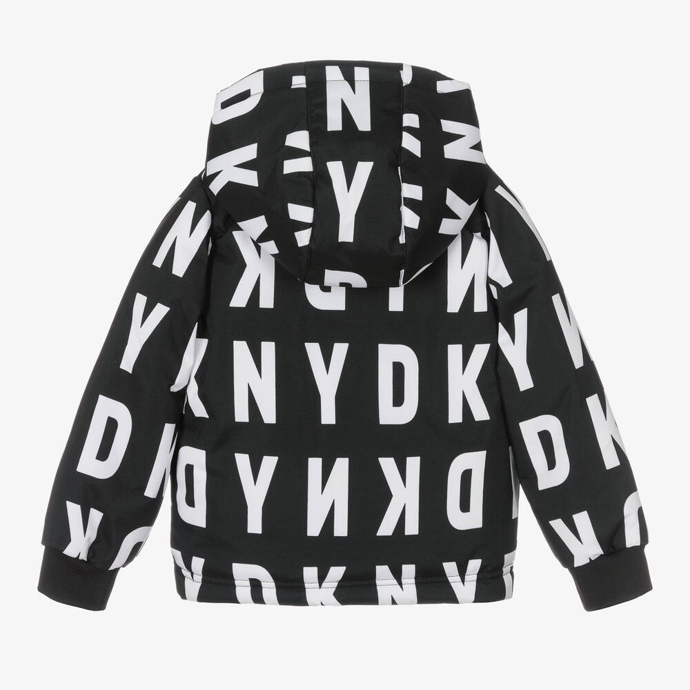 DKNY-Boys Black Logo Puffer Jacket | Childrensalon Outlet