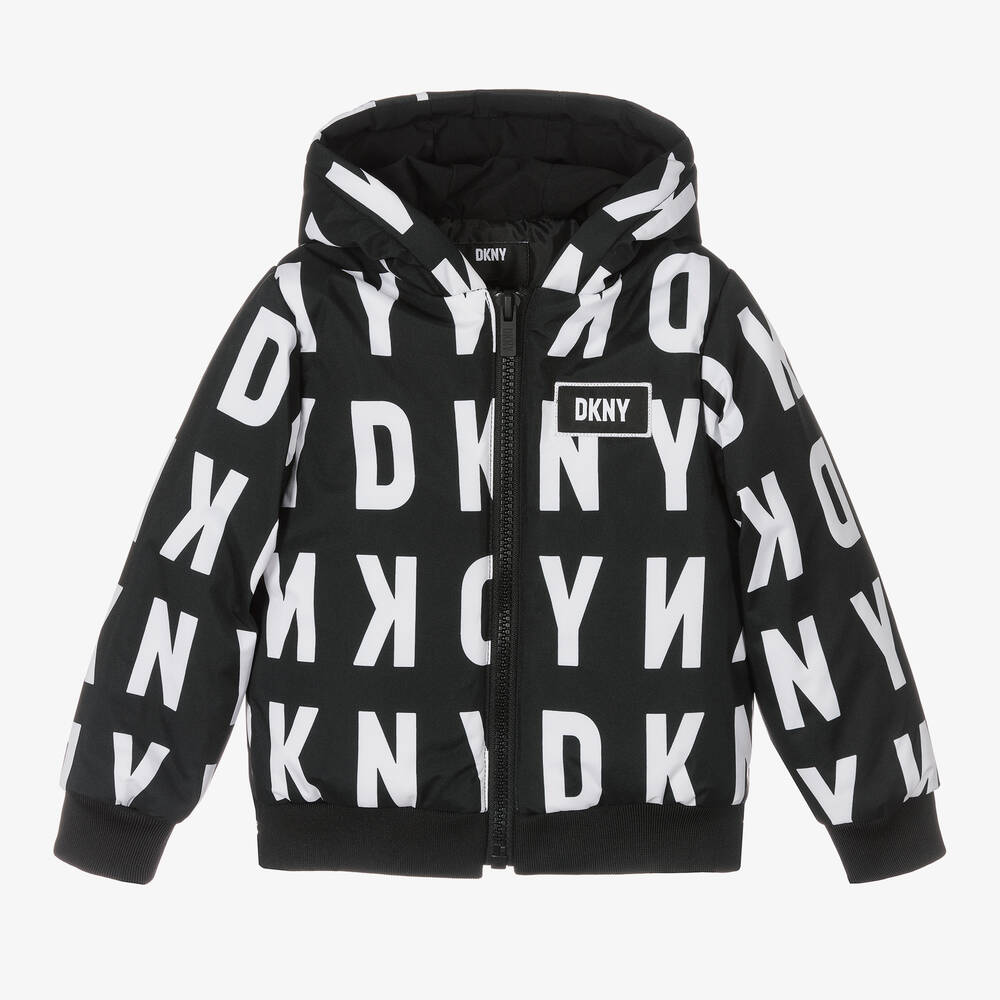 DKNY - Boys Black Logo Puffer Jacket | Childrensalon