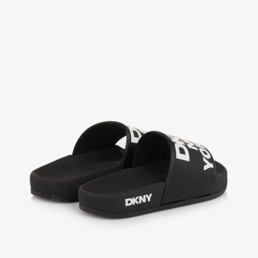 DKNY-Boys Black Logo Slip-On Sandals | Childrensalon Outlet