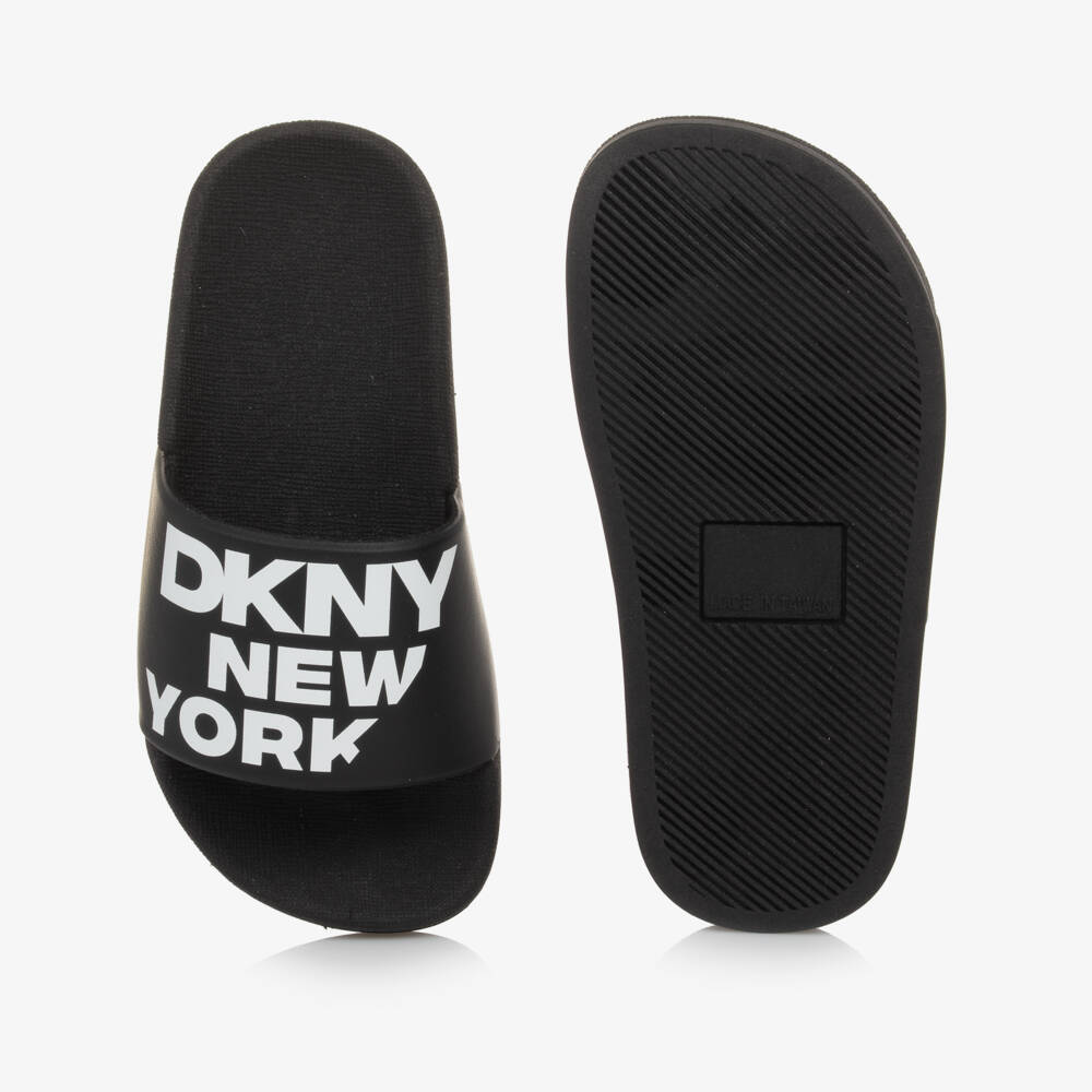 DKNY-Boys Black Logo Slip-On Sandals | Childrensalon Outlet