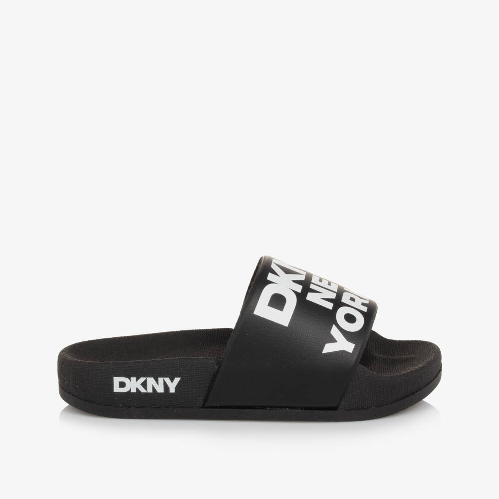 DKNY-Boys Black Logo Slip-On Sandals | Childrensalon Outlet