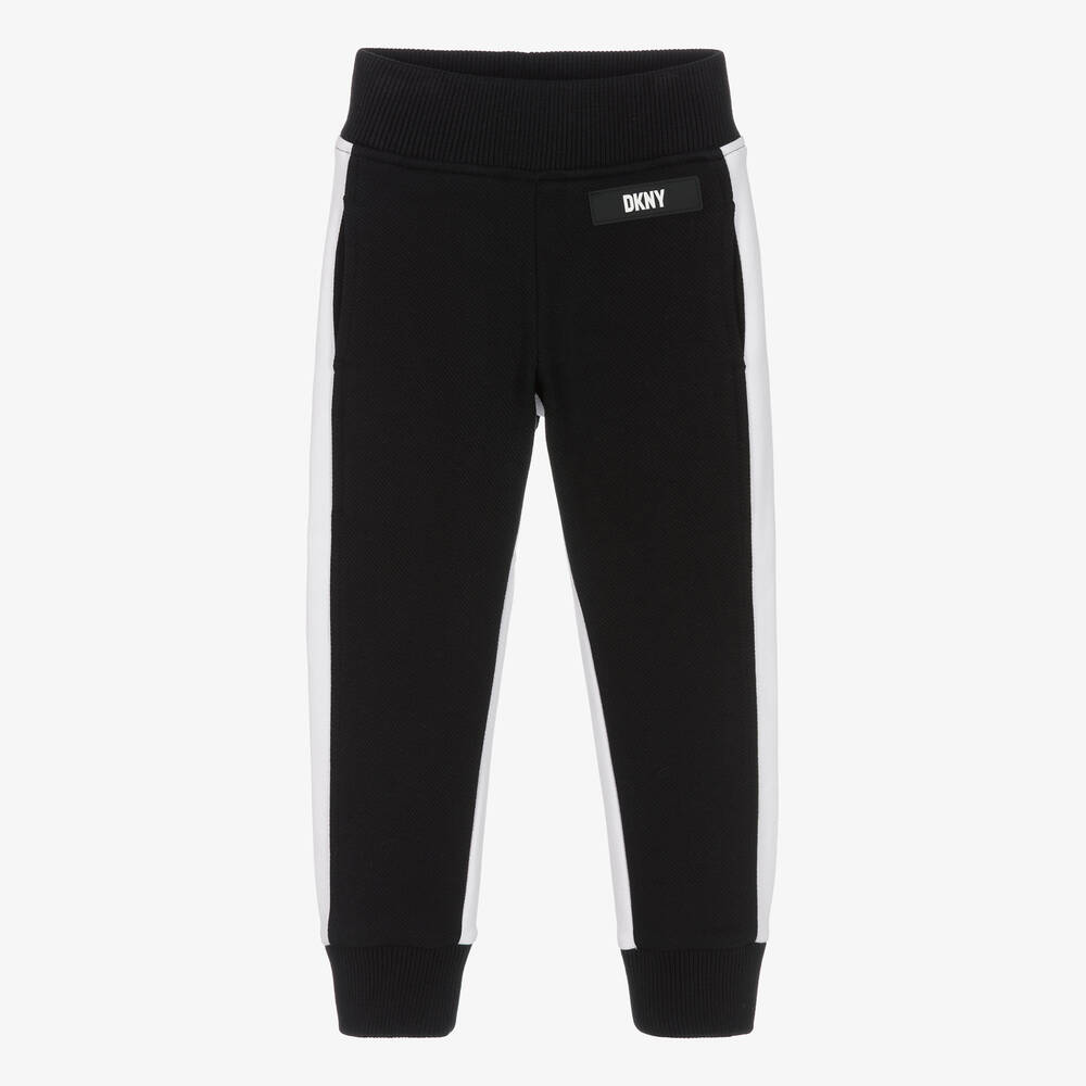 DKNY-Boys Black & White Cotton Joggers | Childrensalon Outlet