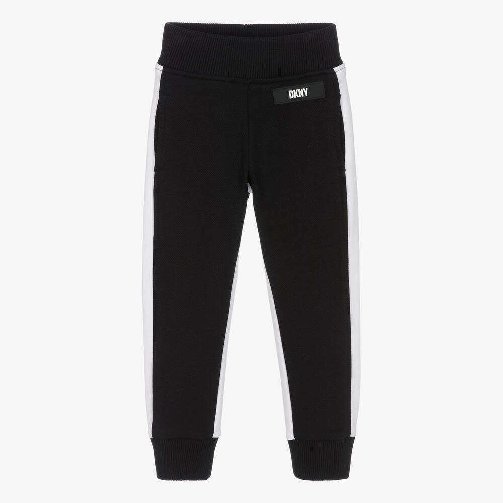 DKNY - Boys Black & White Cotton Joggers | Childrensalon