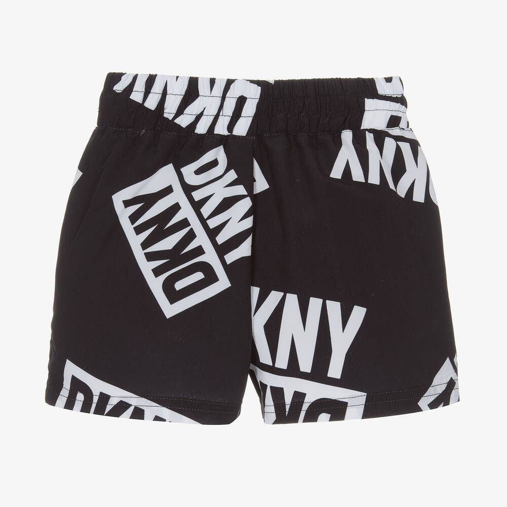 DKNY-Boys Black & White Logo Swim Shorts | Childrensalon Outlet