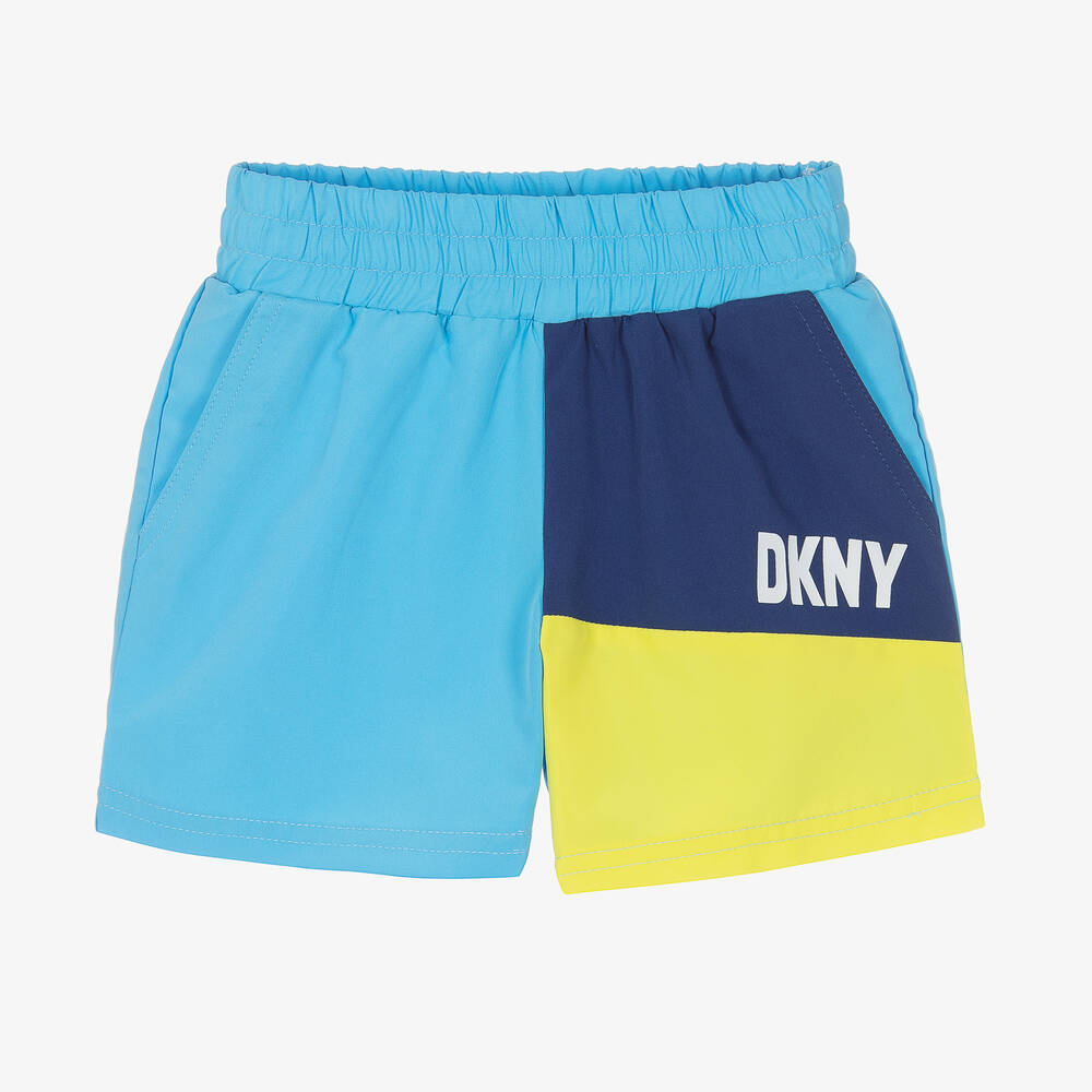 DKNY - Boys Blue Colourblock Swim Shorts | Childrensalon