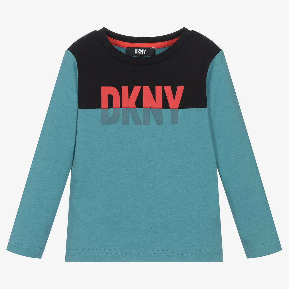 DKNY - Haut bleu en jersey de coton garçon | Childrensalon