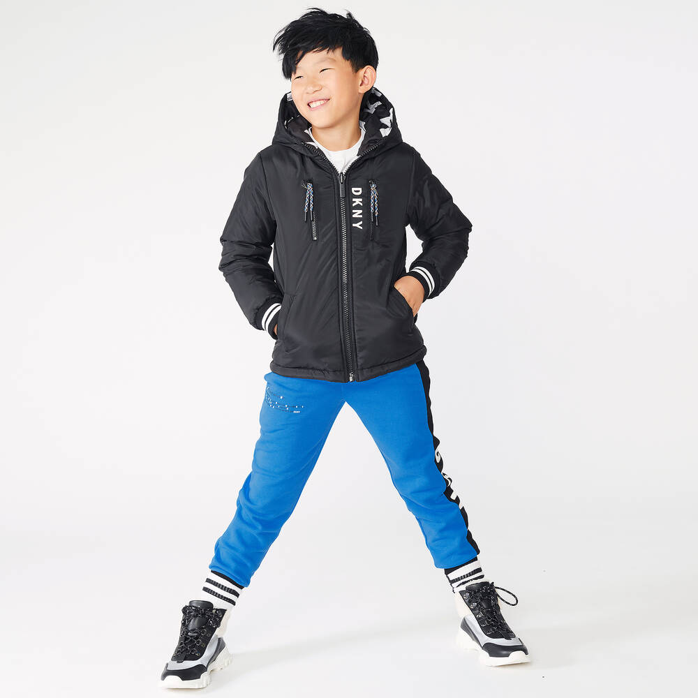 DKNY-Boys Blue Cotton Logo Joggers | Childrensalon Outlet