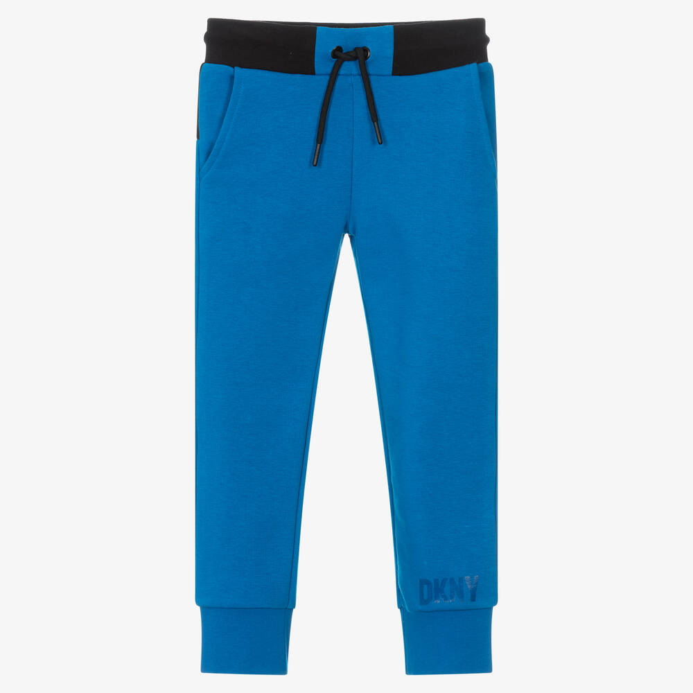 Boys Blue Cotton Logo Joggers