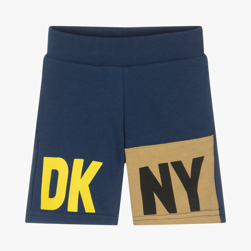 DKNY - شورت قطن جيرسي لون أزرق وبيج للأولاد | Childrensalon