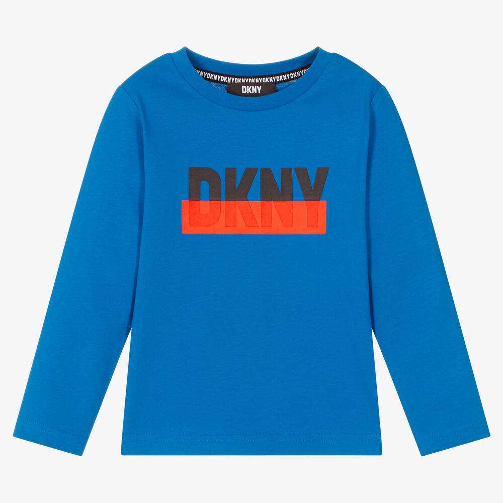 DKNY - Boys Blue Cotton Logo Top | Childrensalon