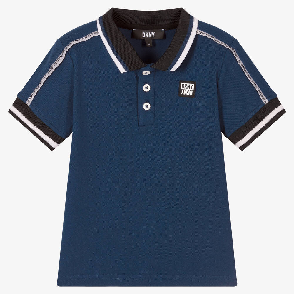 DKNY - Boys Blue Cotton Piqué Polo Shirt | Childrensalon