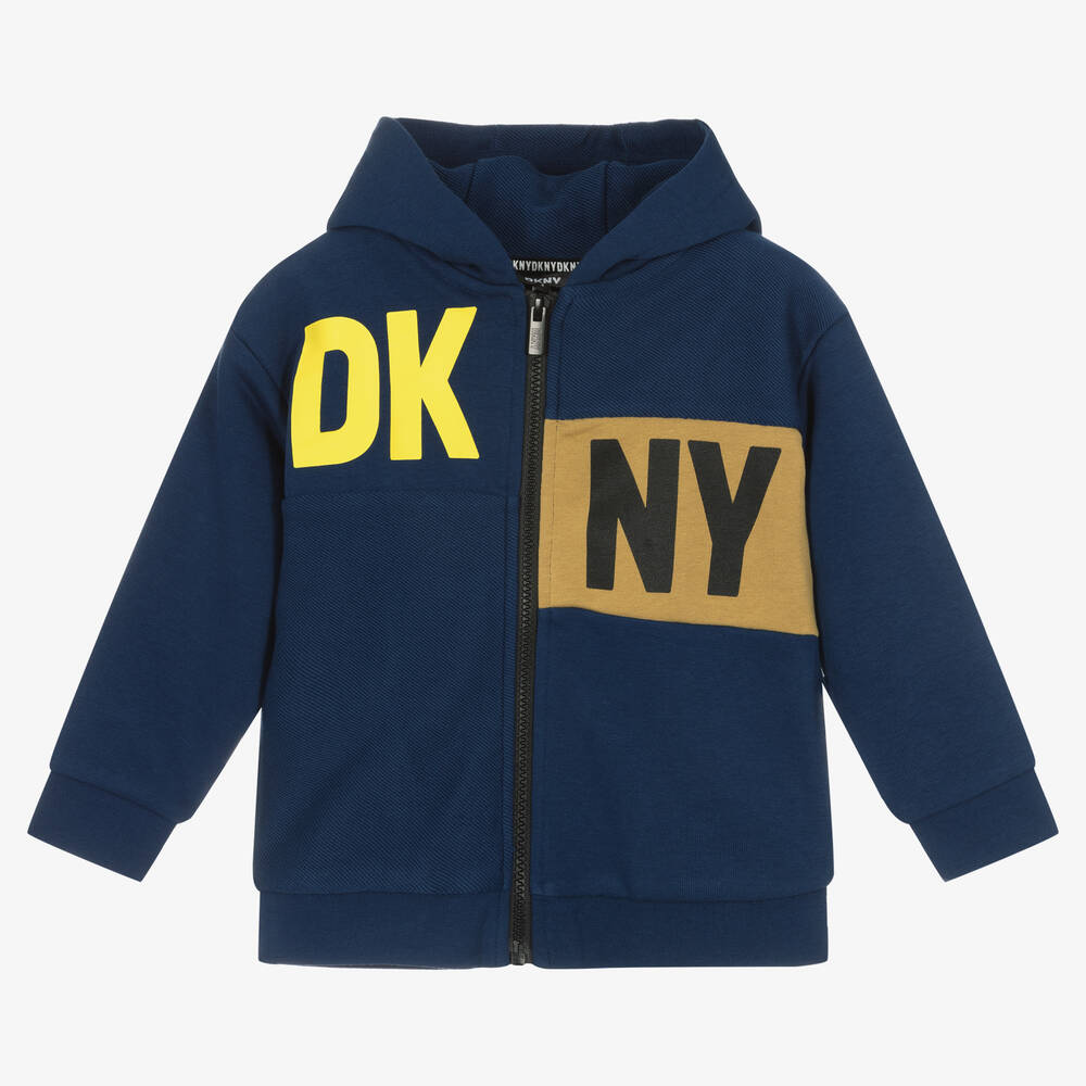 DKNY - Boys Blue Logo Zip-Up Hoodie | Childrensalon