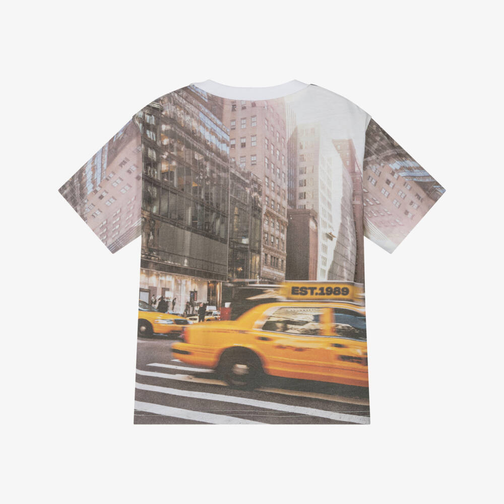 DKNY-Boys Brown & Yellow Cotton New York Print T-Shirt | Childrensalon Outlet